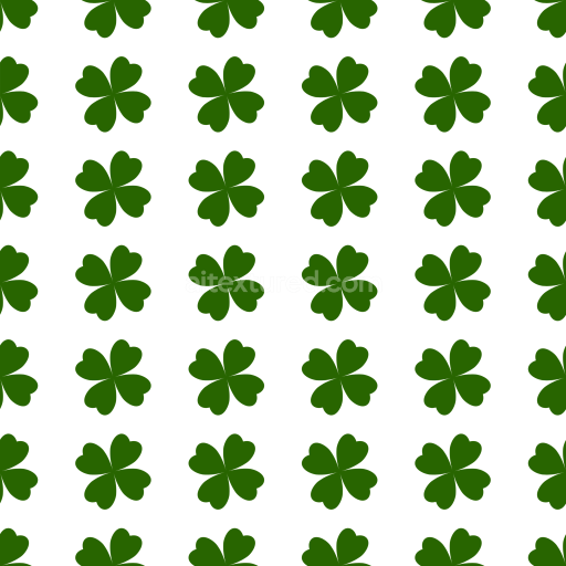 Seamless 3D PBR Texture of Dark Green Four-Leaf Clover Pattern on White Background
