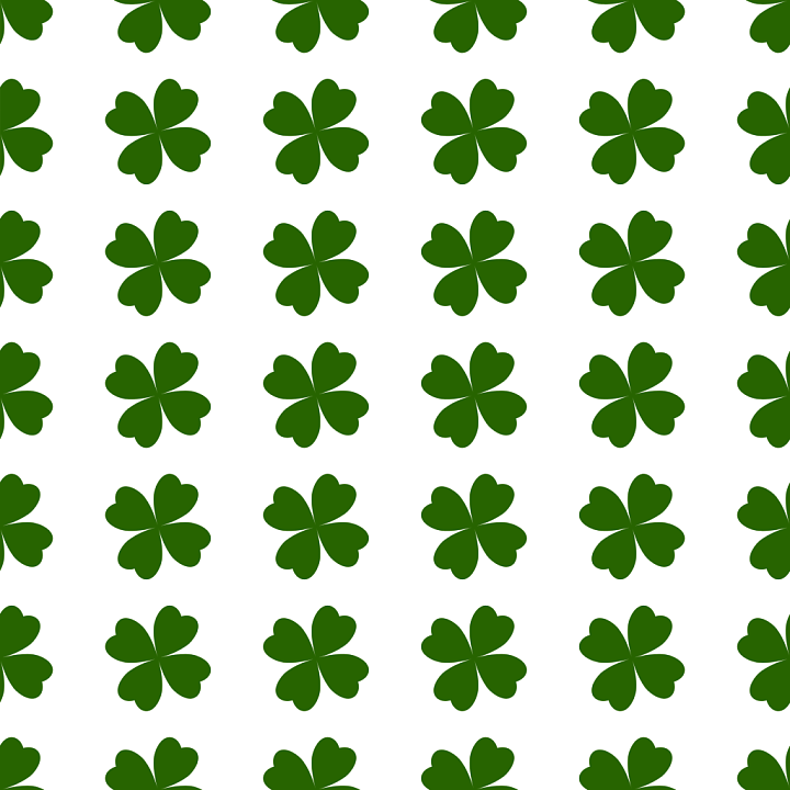 St Patrick of Dark Green Four-Leaf Clover Pattern on White Background seamless PBR texture preview