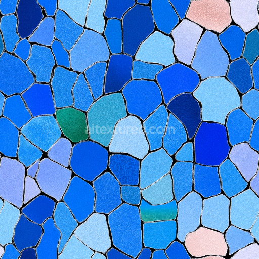 Seamless 3D Mosaic PBR Texture Featuring Irregular Blue Stone Tiles with Matte Finish texture preview