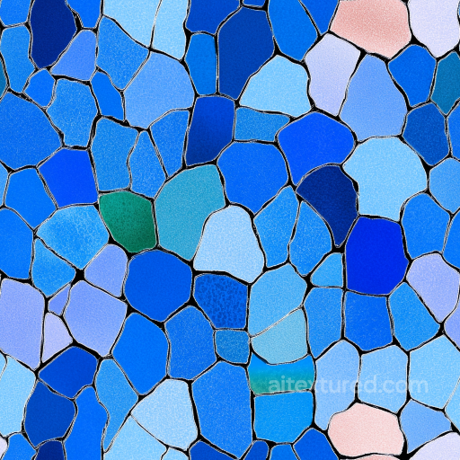 Mosaic PBR Texture Featuring Irregular Blue Stone Tiles with Matte Finish seamless Mosaic PBR texture