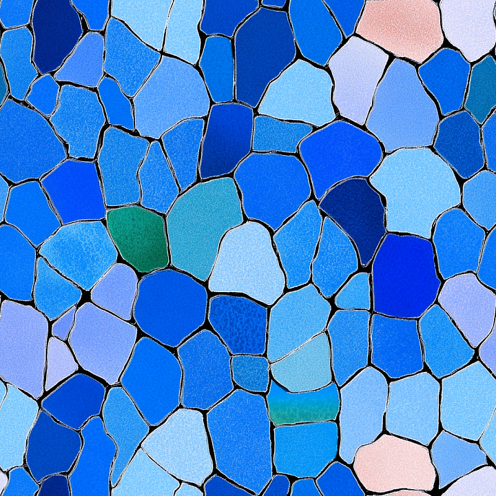 Mosaic Featuring Irregular Blue Stone Tiles with Matte Finish seamless PBR texture preview