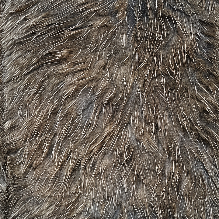 Natural Long Fur Leather with Varied Brown Hues seamless PBR texture preview