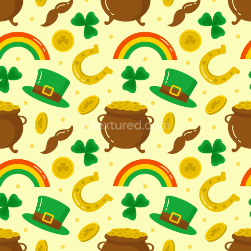 Seamless St Patrick Digital Paper 3D PBR Texture with Lucky Charms Pattern