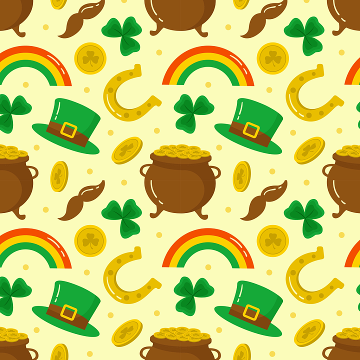 St Patrick Digital Paper with Lucky Charms Pattern seamless PBR texture preview