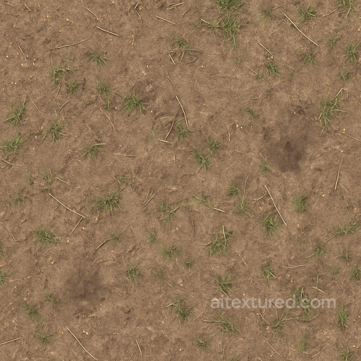 Dirt Dusty With Fallen Twigs And Patchy Grass Natural Trail Surface seamless Park pavement PBR texture