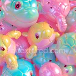 seamless Seamless 3D Inflated PBR Texture of Soft Vinyl Toy Turtles in Pastel Hues texture 8k free download PBR