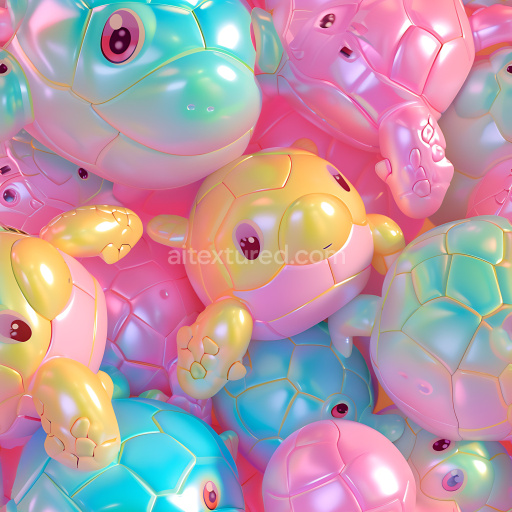 Seamless 3D Inflated Plush Turtle Plastic PBR Texture in Pastel Colors