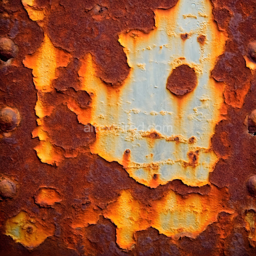 Seamless 3D Rusty Metal PBR Texture Featuring Flaking Orange and Brown Corrosion