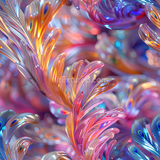 Seamless 3D PBR Texture Featuring Glossy Iridescent Abstract Organic Shapes