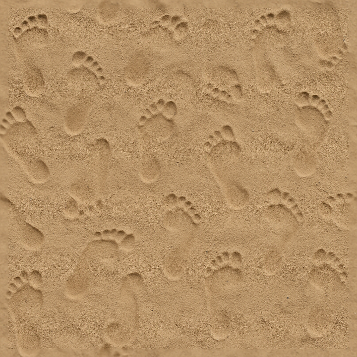 Of Barefoot Marks On Sandy Riverbank Sand Surface seamless PBR texture preview