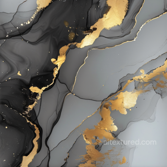 Alcohol Ink PBR Texture Featuring Black and Gray Veins with Shimmering Gold Accents Alcohol ink texture preview