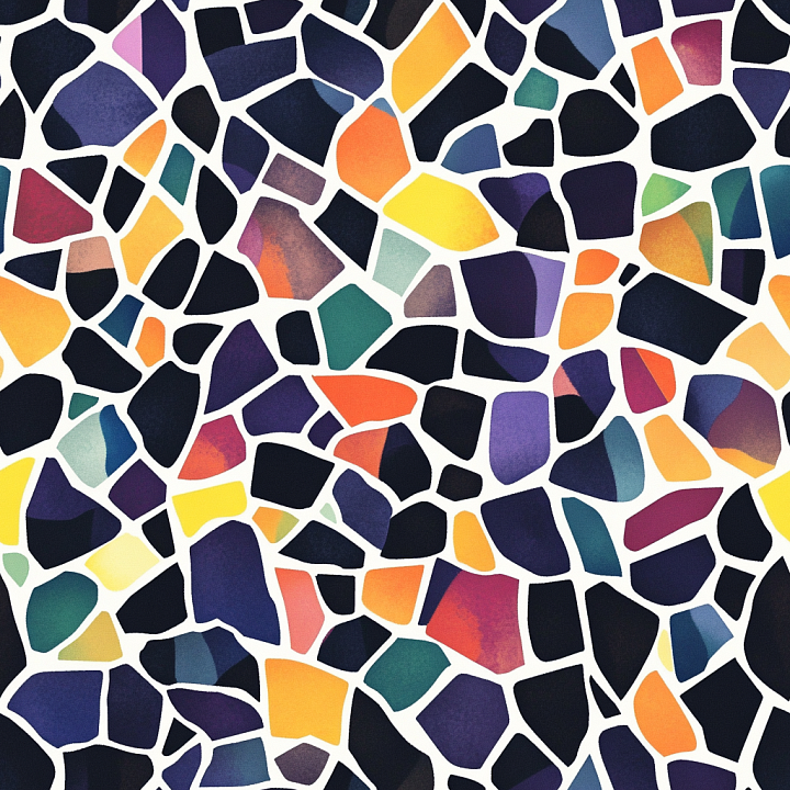 Mosaic with Multicolor Stone Chip Pattern and Bright Matte Finish seamless PBR texture preview