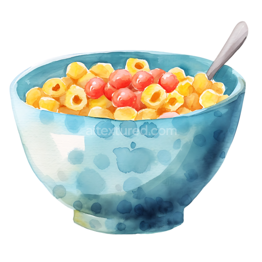 Watercolor Millet Cereal Bowl with Red Berries Breakfast Illustration