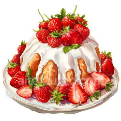 seamless Angel Food Cake Dessert with Fresh Strawberries Breakfast Illustration texture 8k free download PBR