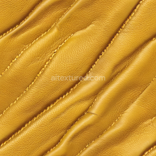 Seamless 3D Pebbled Mustard Yellow Leather PBR Texture with Detailed Stitching