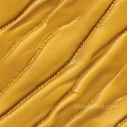 Pebbled Mustard Yellow Leather PBR Texture with Detailed Stitching seamless Leather PBR texture