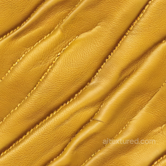Pebbled Mustard Yellow Leather PBR Texture with Detailed Stitching Leather texture preview
