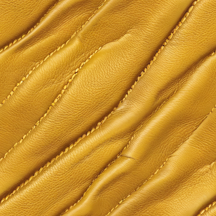 Pebbled Mustard Yellow Leather with Detailed Stitching seamless PBR texture preview