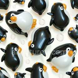 seamless Seamless 3D Inflated Penguin Vinyl Toy PBR Texture in Glossy Black and White texture 8k free download PBR
