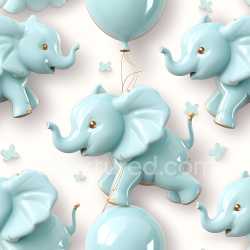 seamless Seamless 3D Inflated Vinyl Elephant Balloon PBR Texture in Soft Blue texture 8k free download PBR