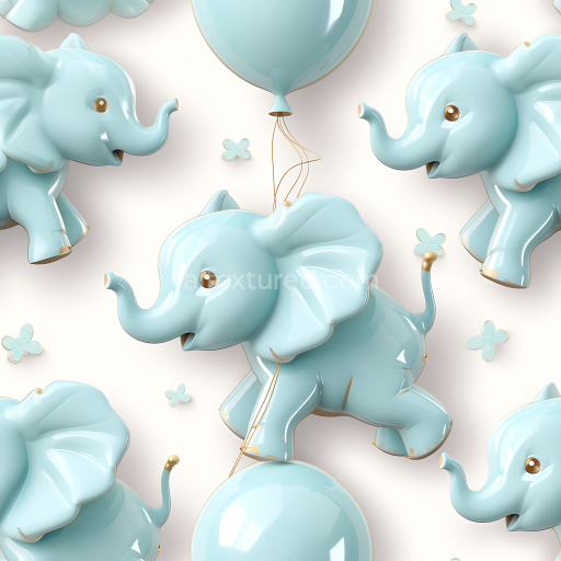 Seamless 3D Inflated Vinyl Elephant Balloon PBR Texture in Soft Blue