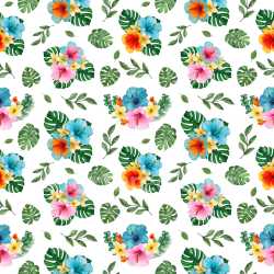 Pattern Bundle - Seamless 3D Pattern PBR Texture with Tropical Floral Clusters and Lush Green Leaves texture preview