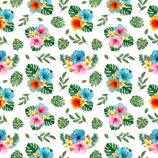 Pattern PBR Texture with Tropical Floral Clusters and Lush Green Leaves seamless Pattern Bundle PBR texture