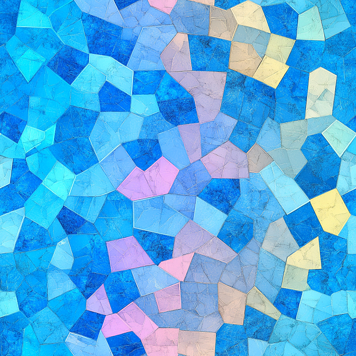 Irregular Mosaic with Vibrant Multicolor Tiles seamless PBR texture preview