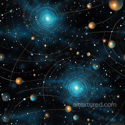 Space PBR Texture Featuring Cosmic Star Clusters and Stylized Planets seamless Star, space, planets PBR texture