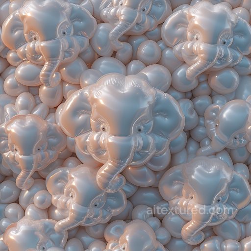Inflated PBR Texture Featuring Glossy Inflated Elephant Heads and Rounded Bubbles seamless Inflated PBR texture