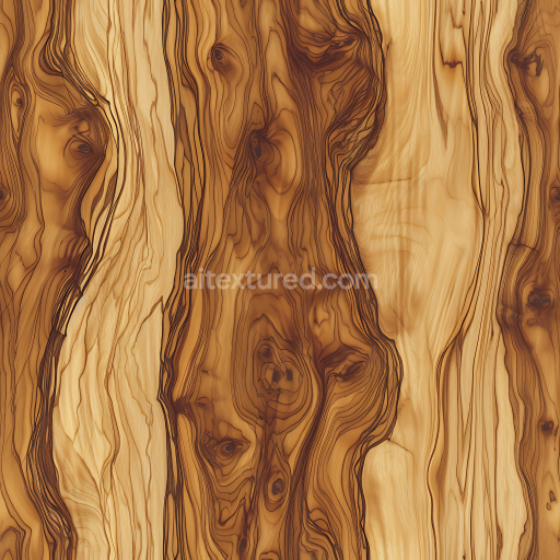 Seamless 3D Rustic Olive Wood Planks PBR Texture with Distinctive Grain and Knots