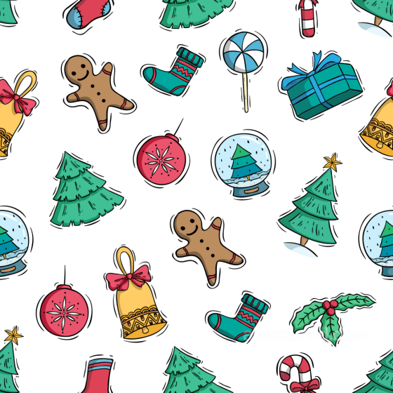 Featuring Cartoon Style Christmas Holiday Icons Christmas Holiday texture preview