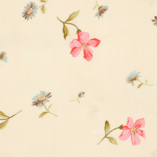 Seamless PBR Floral Fabric Texture Featuring Pink and Blue Flowers seamless Fabric PBR texture