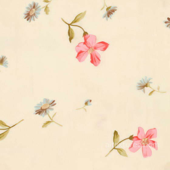Seamless PBR Floral Fabric Texture Featuring Pink and Blue Flowers Fabric texture preview