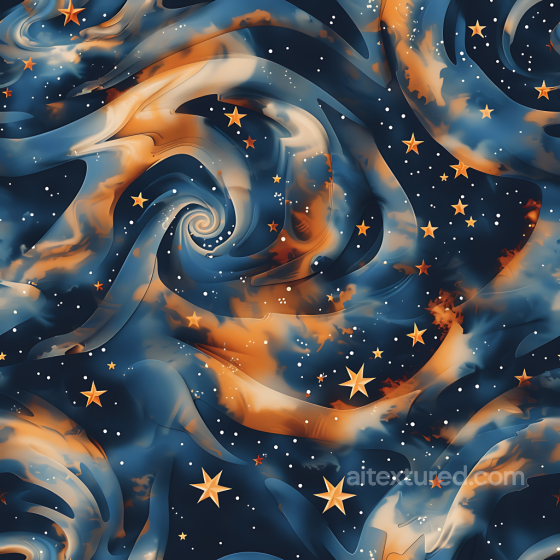 Stylized Cosmic Camouflage PBR Texture with Spiral Nebula and Starfield Pattern Color Camouflage texture preview