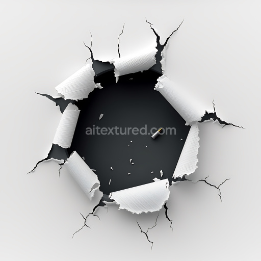 Preview — Seamless 3D Cracked and Holes PBR Texture of Broken White Plaster Wall with Jagged Edges