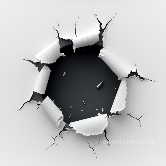 Cracked and Holes PBR Texture of Broken White Plaster Wall with Jagged Edges Cracked & Holes texture preview