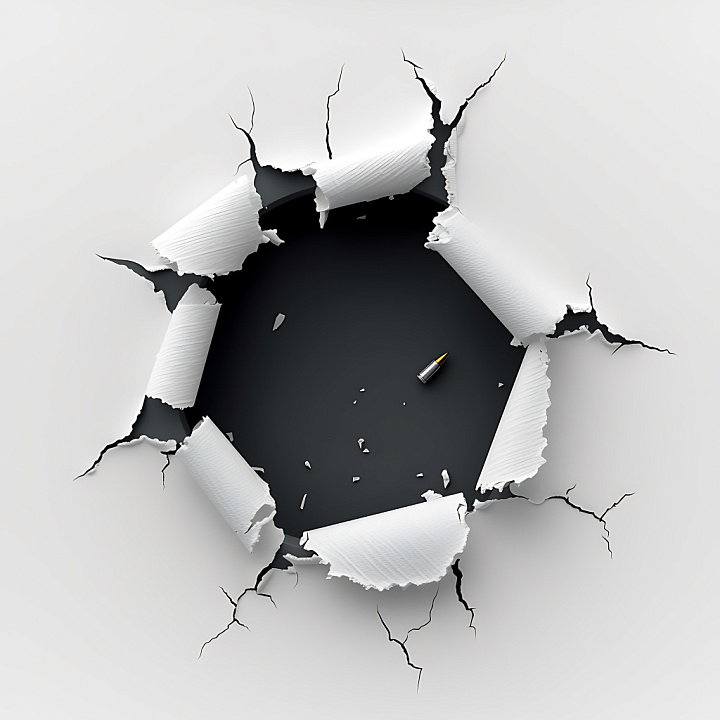 Cracked and Holes of Broken White Plaster Wall with Jagged Edges seamless PBR texture preview