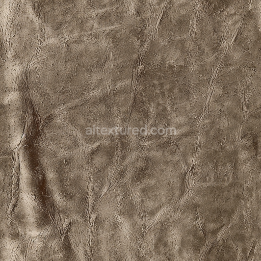 Seamless 3D PBR texture of distressed brown leather with fine grain and natural wrinkles