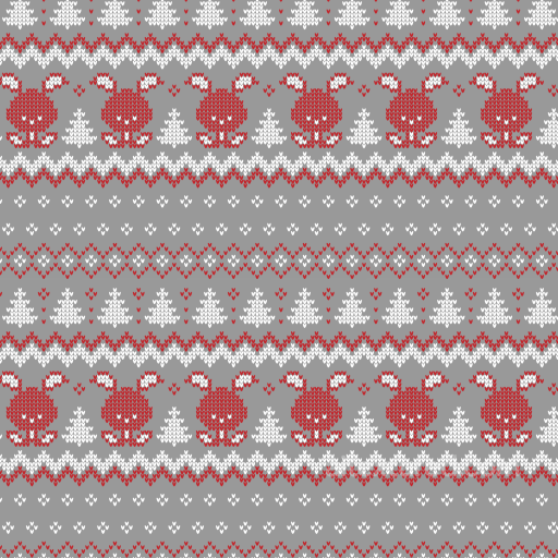 Knit Fabric Christmas Texture With Red Rabbits And White Trees seamless Christmas texture PBR texture