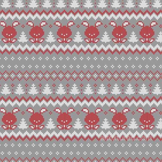 Knit Fabric Christmas Texture With Red Rabbits And White Trees Christmas texture texture preview
