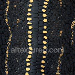 seamless Seamless 3D PBR Texture of Luxurious Black Reptile Skin with Gold Accents texture 8k free download PBR