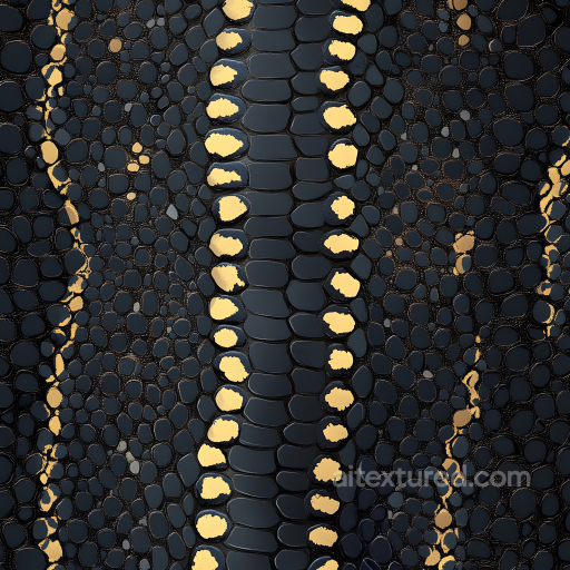 Luxurious Black Reptile Skin Seamless Texture with Gold Accents seamless Skin PBR texture