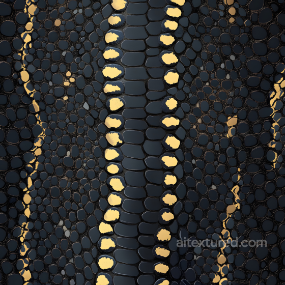 Luxurious Black Reptile Skin Seamless Texture with Gold Accents Skin texture preview