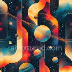 seamless Seamless 3D Space PBR Texture Featuring Abstract Sci-Fi Galaxy with Orange & Blue Planets texture 8k free download PBR