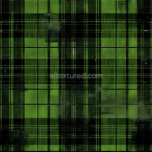 Seamless 3D PBR Green Plaid Brushed Metal Texture with Grunge