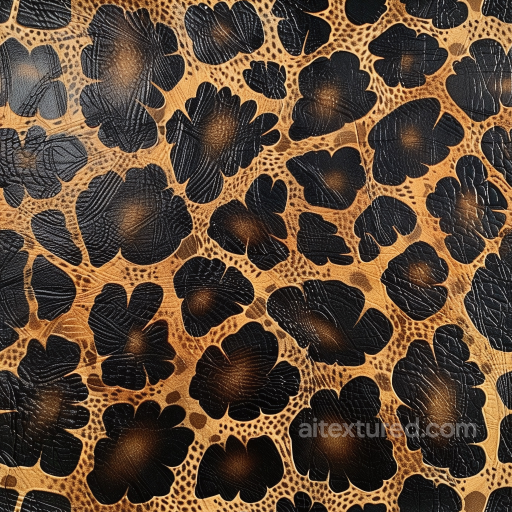 Patterned Black and Brown Pebbled Leather Seamless Texture with Organic Motifs seamless Leather PBR texture
