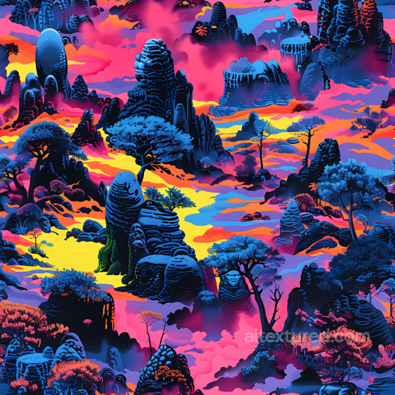 Stylized Neon Jungle Camouflage PBR Texture with Vibrant Colors and Organic Shapes Color Camouflage texture preview