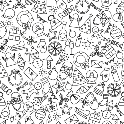 seamless Seamless 3D PBR Texture Featuring Black Line Christmas Icons on White texture 8k free download PBR