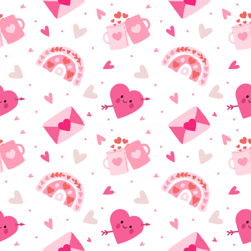Pattern Bundle - Seamless 3D Pattern PBR Texture Featuring Cute Valentines Day Heart Motifs and Pastel Pin… texture preview